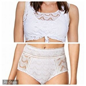 BECCA COLOR PLAY CROCHET 3 Pc BIKINI - 2 Pc Bikini Top + High-Waist Bottom